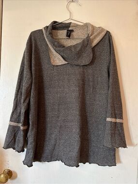 Focus Casual Life Gray Cowl Neck Pullover Long Sleeve Tunic Sweater | Wms Large